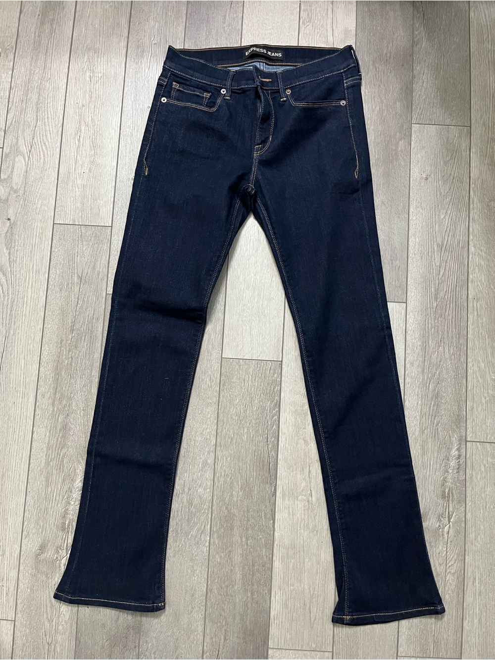 Express Women's Skyscraper Mid Rise Dark Indigo  Stretch Size 4
